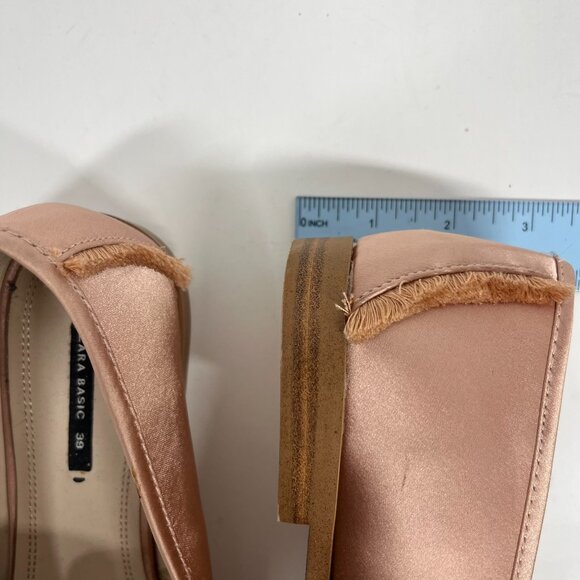 Zara Blush Pink Satin Fringed Flat Loafer Size 8 US / 39 EU - Picture 6 of 7